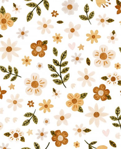 Satin Baumwolle ein Blumenmuster in Beige- und Brauntönen