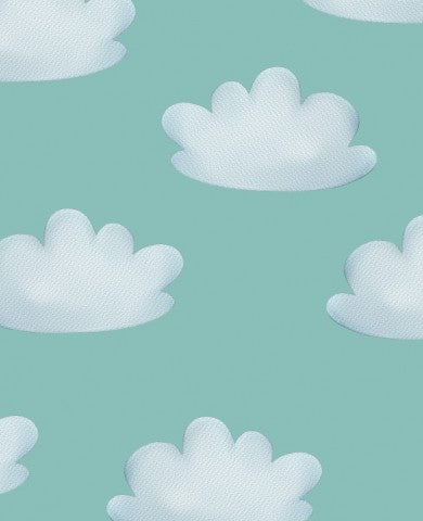 Waterdichte stof witte wolken op groene achtergrond