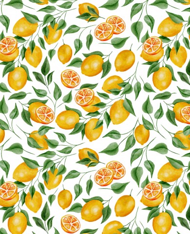 Limoni e foglie di cotone satinato