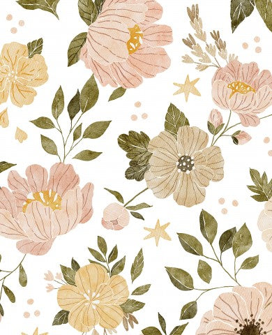 Rib jersey floral pattern in pastel colors