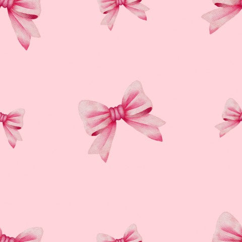 French Terry ein Muster aus rosa Schleifen auf rosa Hintergrund