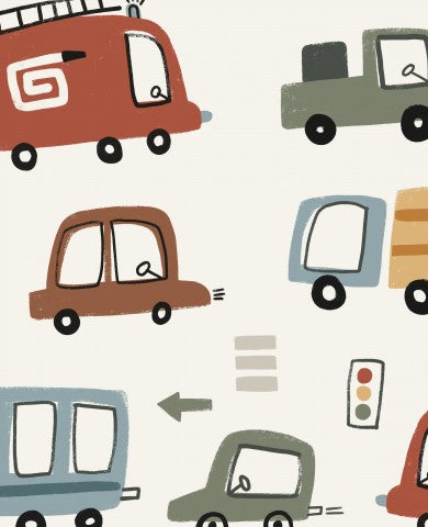 Jersey handgezeichnete Autos und Lastwagen auf weißem Hintergrund