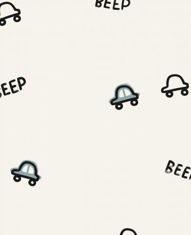 SoftShell a pattern of cars with the word “Beep” on it