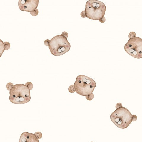 Waterdichte stof met een patroon van teddyberen op een witte achtergrond