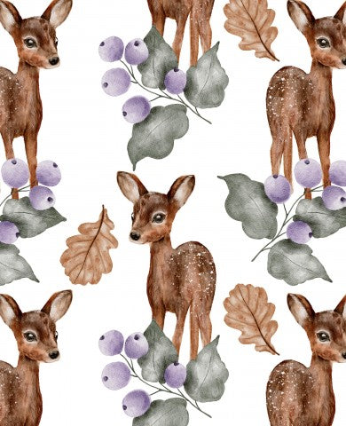 Jersey watercolor deer and berries