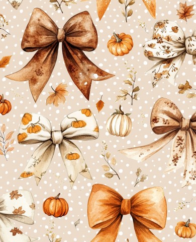 Waterproof fabric watercolor bows and pumpkins