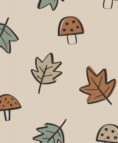 Foglie e funghi in tessuto impermeabile