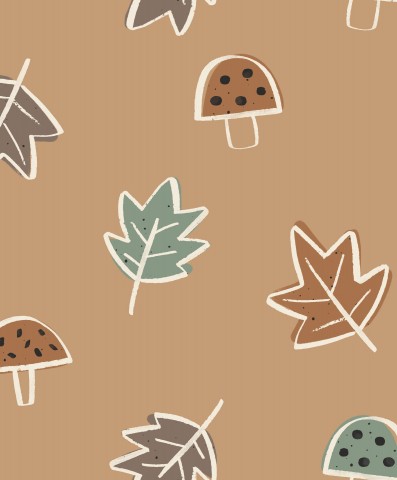 Modello autunnale SoftShell con foglie e funghi come vettore