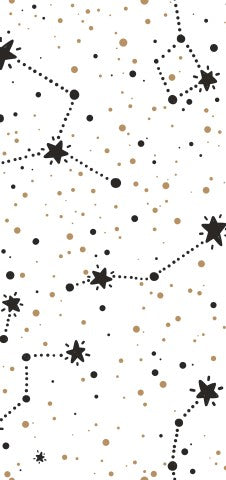 French Terry a black and white pattern with stars on it