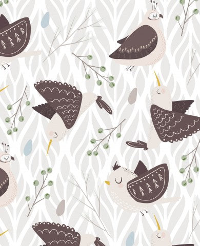 Tissu imperméable oiseaux et feuilles