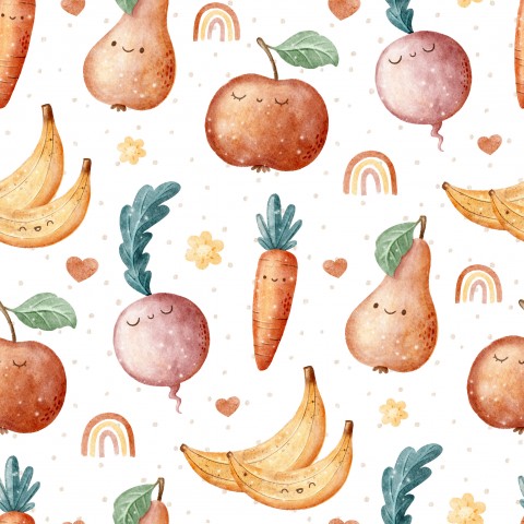 Morbida tela di cotone per bambini, frutta e verdura, bianca: una protezione inconfondibile per il tuo bambino. Tessuti convenienti, morbidi e facili da asciugare, ideali per i vestitini dei bambini.