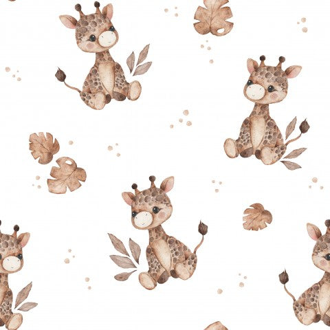 Satin cotton giraffes and leaves
