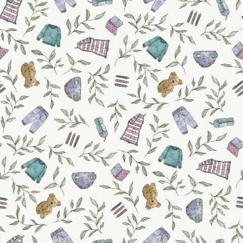 Muslin pattern with different elements on it