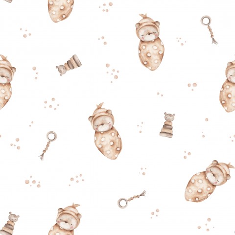 Tessuto di cotone bianco per orsetti - 100% cotone, 0,5 m al metro per cucire, ideale per piccoli costumi e accessori.