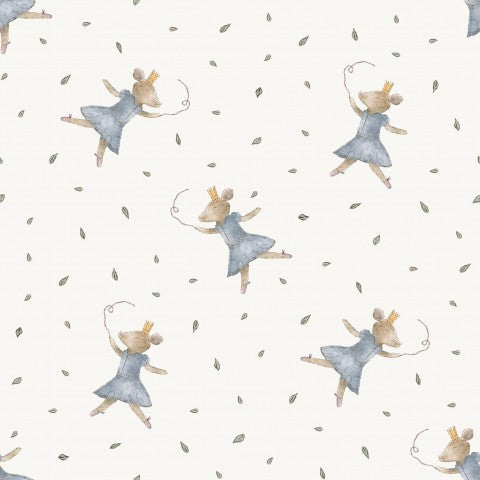 Panama a white and blue pattern with a mouse in a blue dress