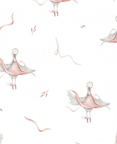 Satijnen katoenen roze vogels op een witte achtergrond