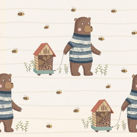 Waterproof fabric bears and bees