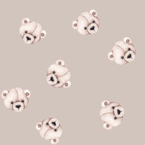 Rib Jersey a group of teddy bears on a beige background