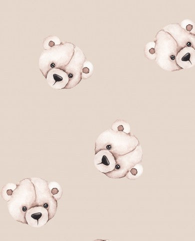 Satin Baumwolle ein Muster aus Teddybären auf beigem Hintergrund