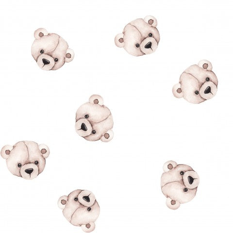 Weißer Baumwoll-Stoff für Bären-Pattern auf Canvas-Meterware - ideal zum Nähen von Kleidern, Taschen oder Accessoires in weißem und neutralen Farbton.