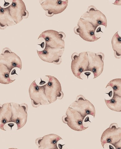 Jersey a pattern of teddy bears on a beige background