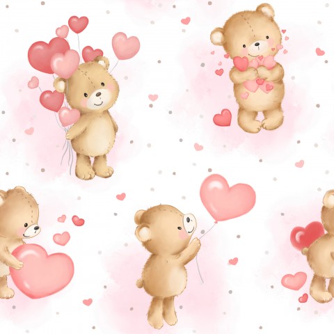 French Terry Teddy Bears and Hearts