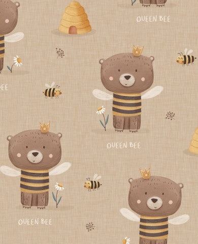 Muslin queen bee, queen bee and honey bee fabric