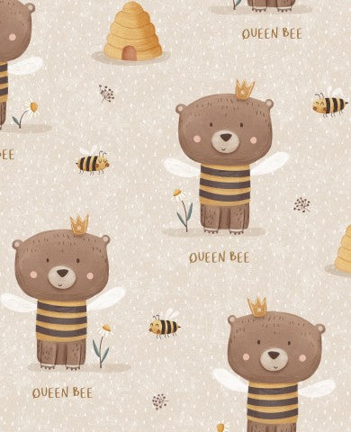 Rib Jersey Braunbären, Bienen und Bienenkönigin