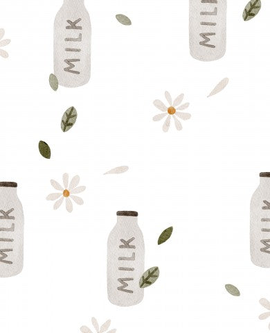 Muslin milk bottles and daisies
