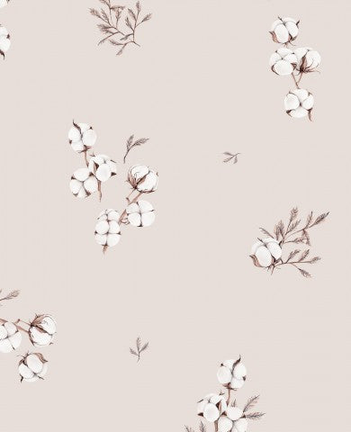 SoftShell-mönster av bomullsblommor på beige bakgrund