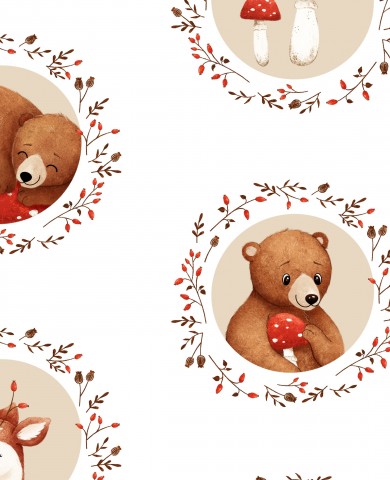 Panama cute teddy bears and mushrooms