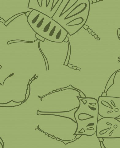 Waterproof fabric a group of beetles on a green background