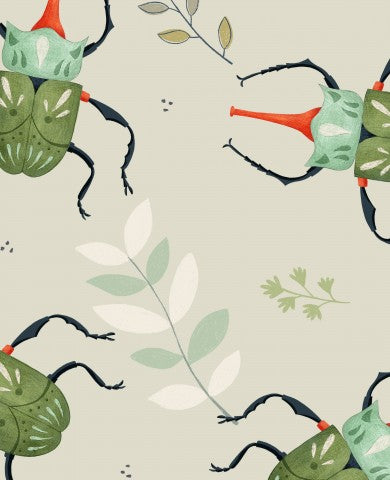 Rib Jersey green beetles and leaves