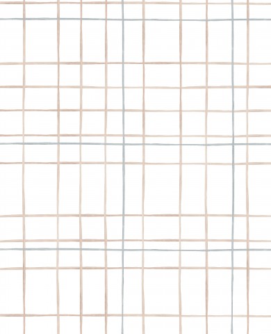 Satin cotton a white and blue checked wallpaper