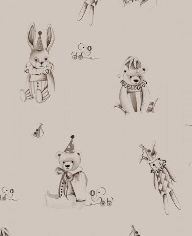 Waterproof fabric animals and bears on beige background