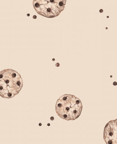Satin cotton chocolate cookies on beige background