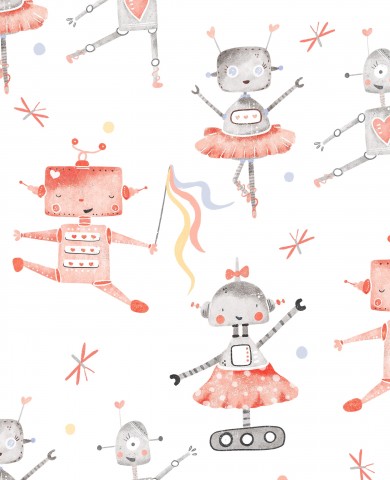 French Terry cute robots