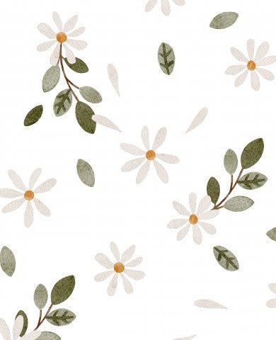 Rib Jersey daisies and leaves