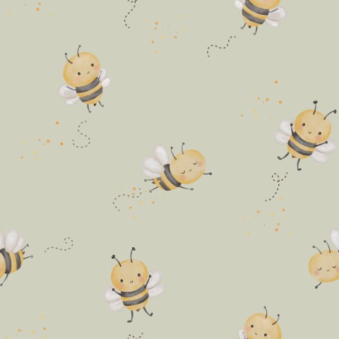 Abeilles mignonnes en mousseline sur fond vert