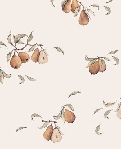 Satin cotton pears and leaves on it