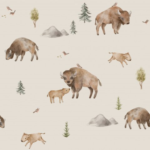 SoftShell ein Muster von Bisons und anderen Tieren im Wald