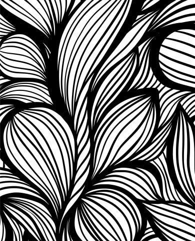 Tessuto impermeabile con motivo bianco e nero e linee ondulate