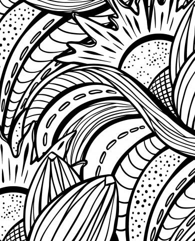 Satin cotton coloring page for adults with black and white doodles