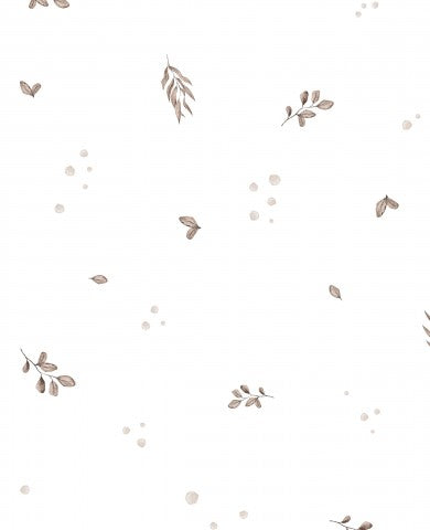 Waterproof fabric a white background with brown leaves and dots