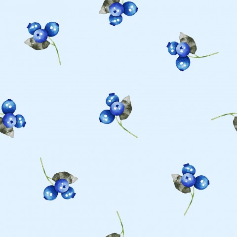 Wasserdichter Stoff Blaubeeren auf blauem Hintergrund