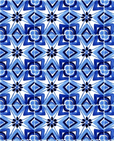 French Terry, un motif de carreaux bleus et blancs