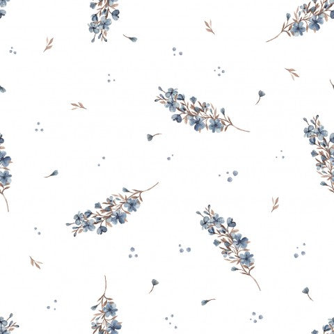 Panama floral pattern with blue and white flowers