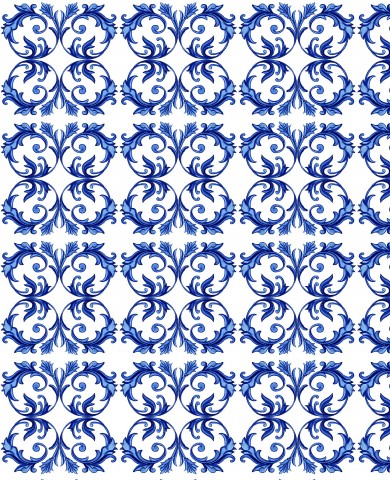 Blaue Portugiesische Azulejo-Fliesenverzierung auf Canvas-Baumwolle - Dekorative Meterware für Patchwork, Quilting und mehr