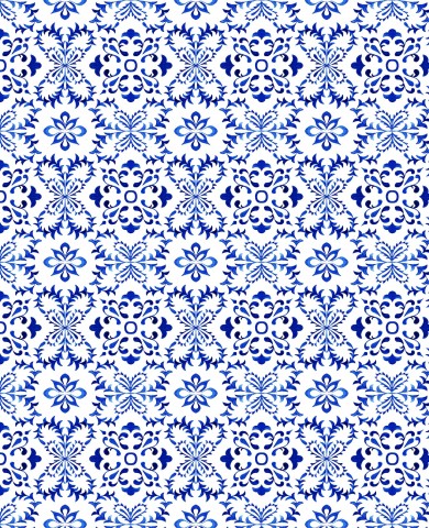 Jersey con estampado azul y blanco con motivos florales.