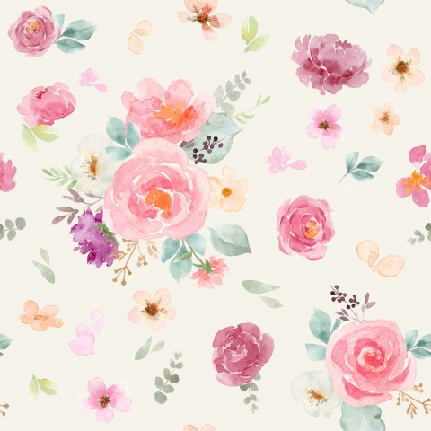 Panama Blumenmuster mit Aquarellblumen